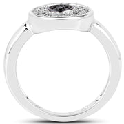 Bids.com 0.20 Carat Genuine Black Diamond and White Diamond .925 Sterling Silver Ring Rings White Smoke size 7.00,size 8.00,size 6.00,size 9.00