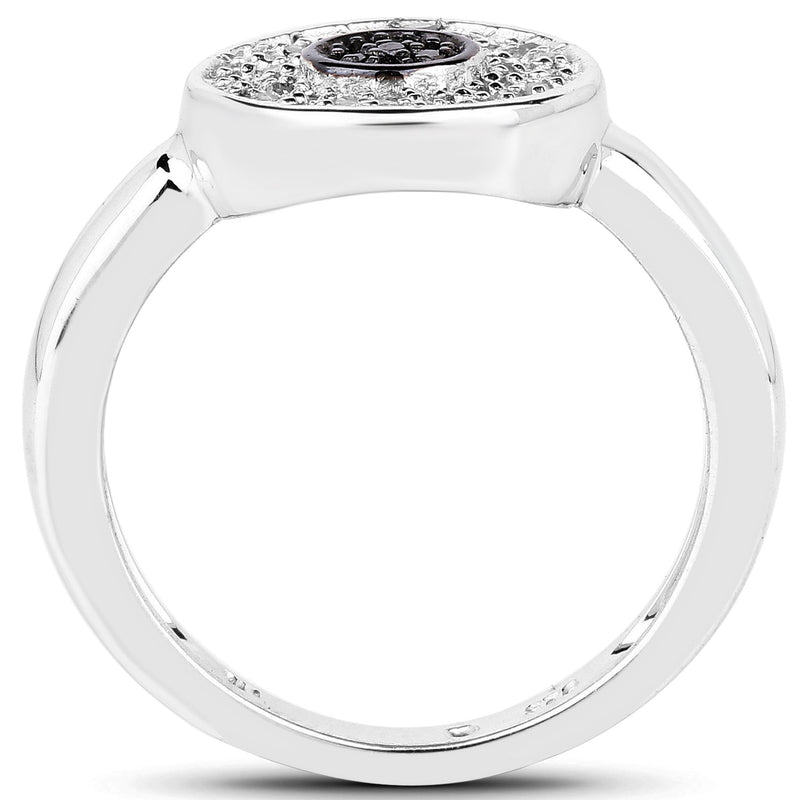 Bids.com 0.20 Carat Genuine Black Diamond and White Diamond .925 Sterling Silver Ring Rings White Smoke size 7.00,size 8.00,size 6.00,size 9.00