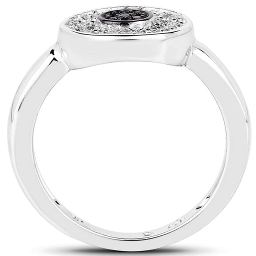 Bids.com 0.20 Carat Genuine Black Diamond and White Diamond .925 Sterling Silver Ring Rings White Smoke size 7.00,size 8.00,size 6.00,size 9.00