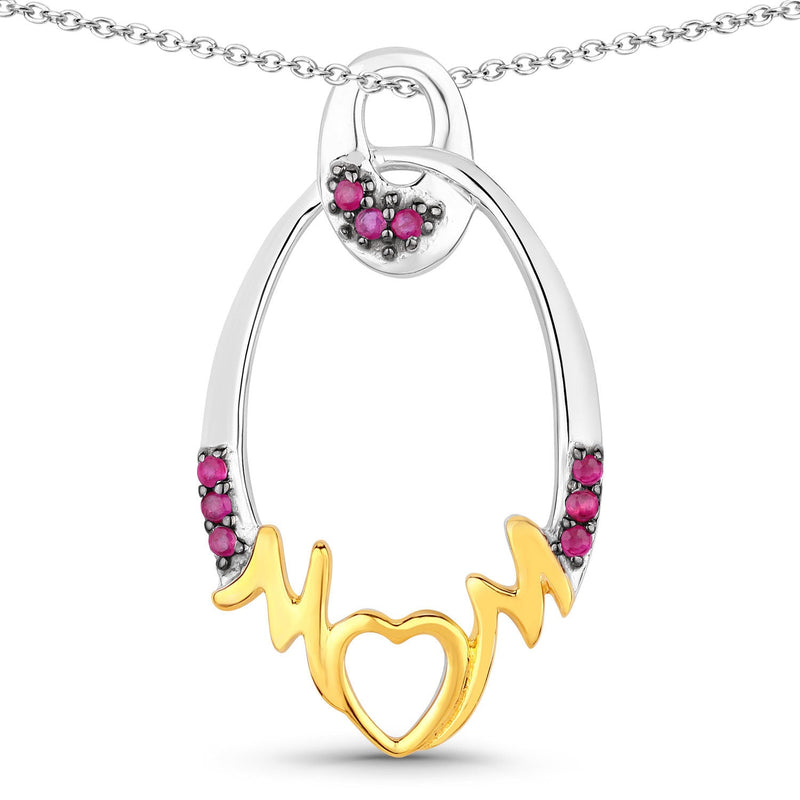 Bids.com 0.18 Carat Genuine Ruby .925 Sterling Silver Pendant Pendants White Smoke size 18.00