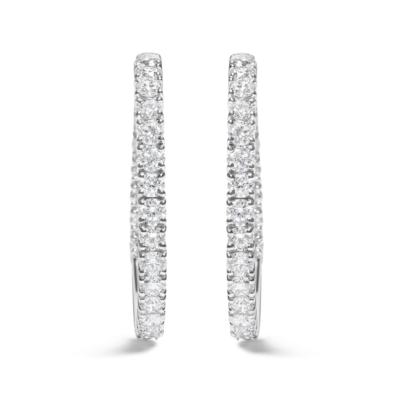 Bids.com 14K White Gold 5.00 Cttw Lab Grown Diamond Inside Out Hoop Earrings (F-G Color, VS1-VS2 Clarity) Earrings White Smoke White.Gold / 5