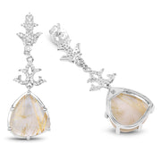 Bids.com 15.97 Carat Genuine Golden Rutile And White Topaz .925 Sterling Silver Earrings Earrings White Smoke