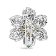 Bids.com 18K White Gold 2 3/4 Cttw Diamond and 12.5 MM Cultured Freshwater Pearl Floral Brooch Pin (G-H Color, VS1-VS2 Clarity) Accessories White Smoke White.Gold / 2.81