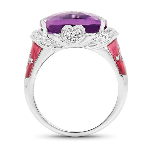 Bids.com 8.86 Carat Genuine Amethyst & White Topaz .925 Sterling Silver Ring Rings White Smoke size 7.00,size 6.00,size 8.00,size 9.00,size 5.00,size 10.00