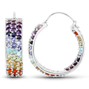 Bids.com 8.79 Carat Genuine Multi Stones .925 Sterling Silver Earrings Earrings White Smoke