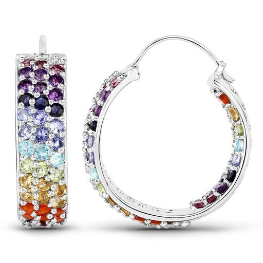 Bids.com 8.79 Carat Genuine Multi Stones .925 Sterling Silver Earrings Earrings White Smoke