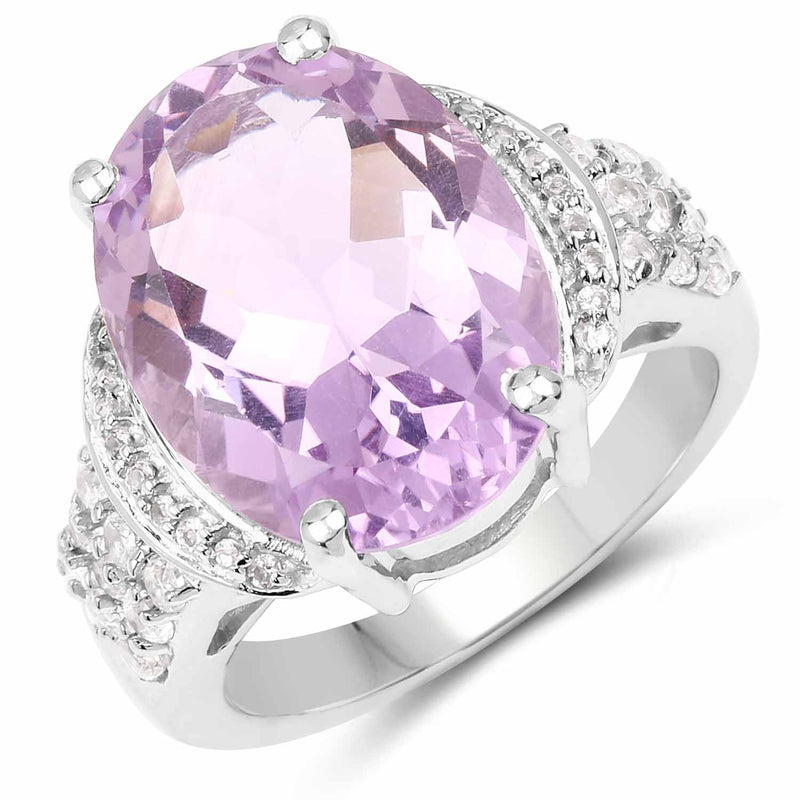 Bids.com 8.98 Carat Genuine Amethyst & White Topaz .925 Sterling Silver Ring Rings White Smoke size 7.00,size 6.00,size 8.00,size 9.00,size 5.00