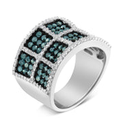 Bids.com 14K White Gold White and Treated Blue Diamond Cocktail Ring (1 1/2 Cttw, H-I Color, I1-I2 Clarity) - Size 6 Rings White Smoke 7 / White.Gold,6 / White.Gold