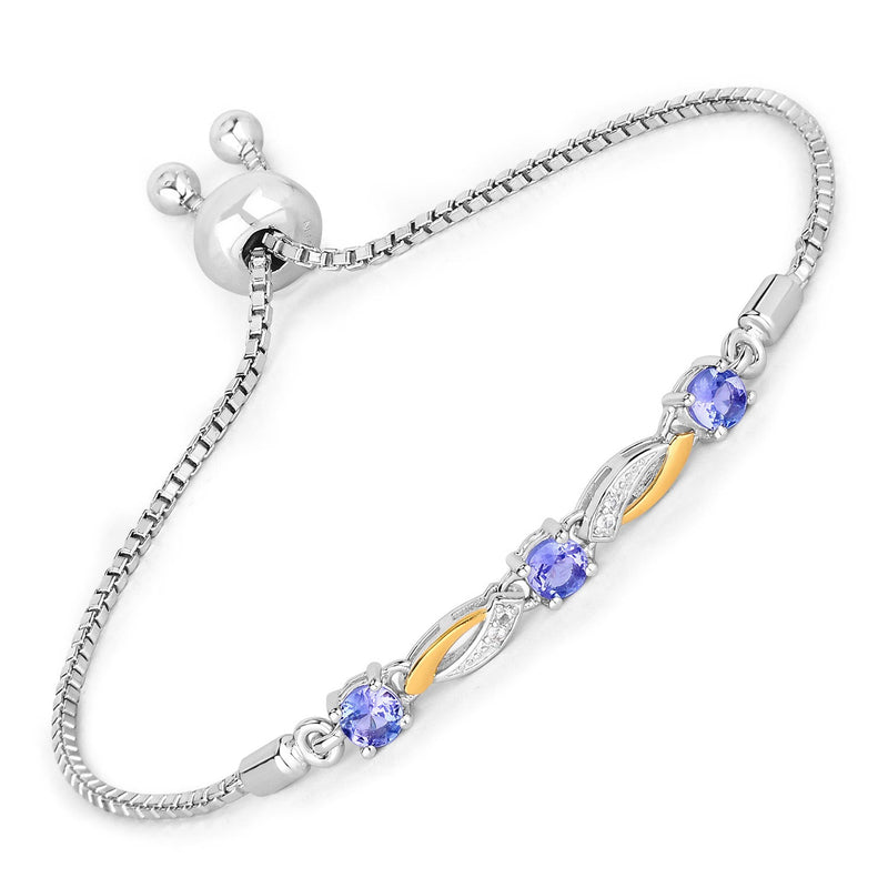 Bids.com 0.77 Carat Genuine Tanzanite and White Sapphire .925 Sterling Silver Bracelet Bracelets White Smoke size 10.00