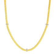Bids.com Woven Rope Necklace with Diamond Accents in 14k Yellow Gold Necklaces White Smoke 17 / Yellow Gold
