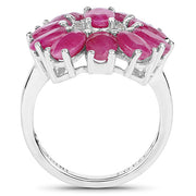 Bids.com 5.83 Carat Genuine Ruby and White Zircon .925 Sterling Silver Ring Rings White Smoke size 7.00,size 8.00,size 6.00,size 5.00,size 9.00