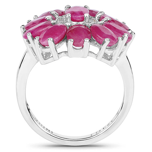 Bids.com 5.83 Carat Genuine Ruby and White Zircon .925 Sterling Silver Ring Rings White Smoke size 7.00,size 8.00,size 6.00,size 5.00,size 9.00