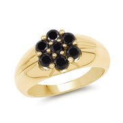 Bids.com 14K Yellow Gold Plated 0.91 Carat Genuine Black Diamond .925 Sterling Silver Ring Rings White Smoke size 8.00,size 9.00,size 6.00,size 7.00