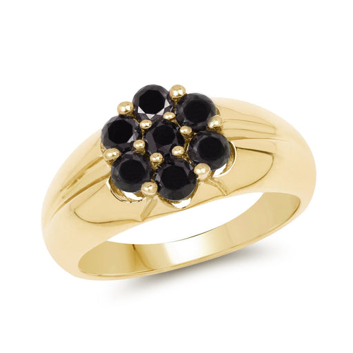 Bids.com 14K Yellow Gold Plated 0.91 Carat Genuine Black Diamond .925 Sterling Silver Ring Rings White Smoke size 8.00,size 9.00,size 6.00,size 7.00