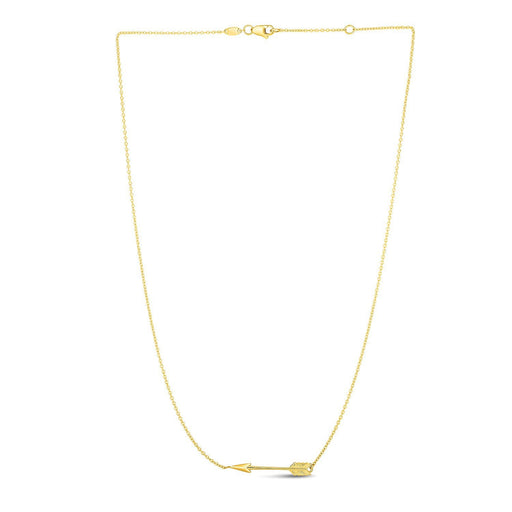 Bids.com 14k Yellow Gold Chain Necklace with Horizontal Arrow Pendant Necklaces White Smoke 18 / Yellow Gold