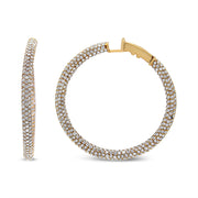Bids.com 18K Rose Gold 6.90 Cttw Pave Set Diamond Inside Out Eternity Hoop Earrings (F-G Color, VS1-VS2 Clarity) Earrings White Smoke Rose.Gold / 6.9