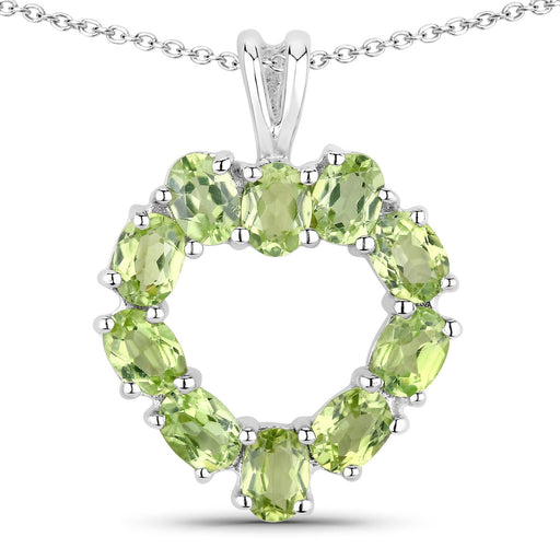 Bids.com 1.70 Carat Genuine Peridot .925 Sterling Silver Pendant Pendants White Smoke size 18.00