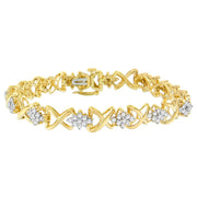 Bids.com 10k Yellow Gold Plated .925 Sterling Silver 2.00 Cttw Round-Cut Diamond Link 7" Bracelet (H-I Color, I2-I3 Clarity) Bracelets White Smoke Yellow.Sterling Silver / 7