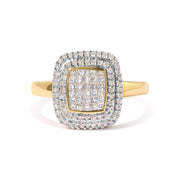 Bids.com 10K Yellow Gold 1/2 cttw Round and Princess Diamond Composite Head and Halo Ring (H-I Color, SI1-SI2 Clarity) - Ring Size 7 Rings White Smoke 7 / Yellow.Gold