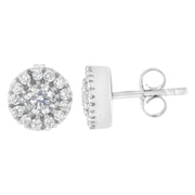 Bids.com 14k White Gold 1 cttw Diamond Halo Stud Earrings (I-J Clarity, I1-I2 Color) Earrings White Smoke White.Gold / 1.03