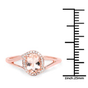 Bids.com 0.78 Carat Genuine Morganite and White Diamond 14K Rose Gold Ring Rings White Smoke size 6.00,size 7.00,size 8.00,size 5.00,size 9.00