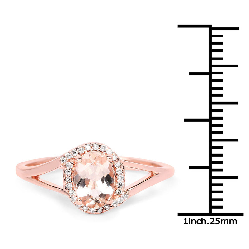 Bids.com 0.78 Carat Genuine Morganite and White Diamond 14K Rose Gold Ring Rings White Smoke size 6.00,size 7.00,size 8.00,size 5.00,size 9.00