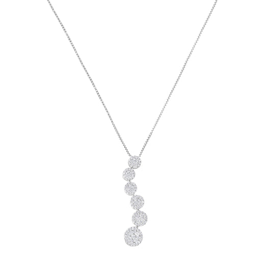 Bids.com 14K White Gold 1 cttw Diamond Cluster Journey Pendant Necklace (H-I, I1-I2) Necklaces White Smoke White.Gold / 18