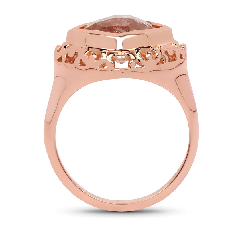 Bids.com 14K Rose Gold Plated 3.25 Carat Genuine Pink Rutile .925 Sterling Silver Ring Rings White Smoke size 8.00,size 6.00,size 7.00,size 9.00,size 10.00,size 5.00