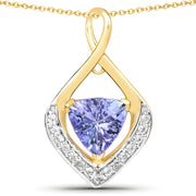 Bids.com 0.96 Carat Genuine Tanzanite and White Topaz .925 Sterling Silver Pendant Pendants White Smoke