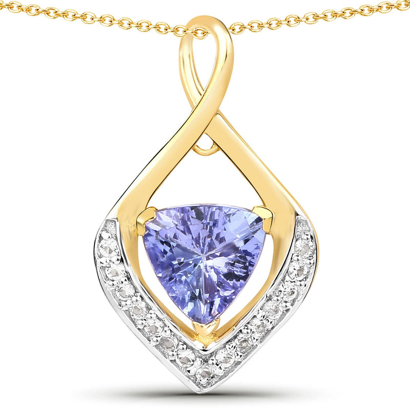 Bids.com 0.96 Carat Genuine Tanzanite and White Topaz .925 Sterling Silver Pendant Pendants White Smoke