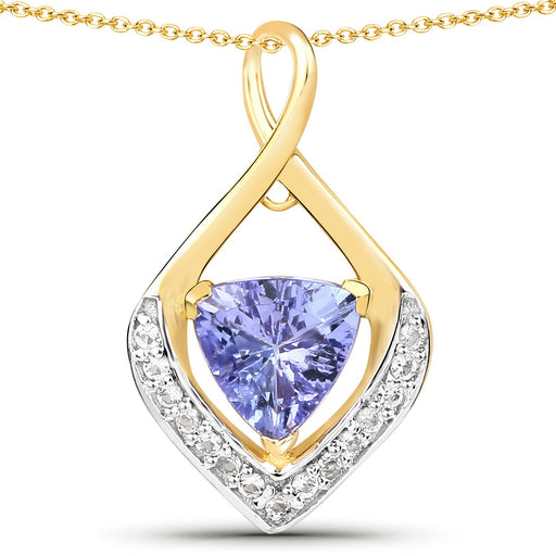 Bids.com 0.96 Carat Genuine Tanzanite and White Topaz .925 Sterling Silver Pendant Pendants White Smoke