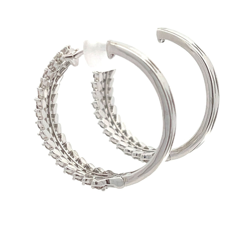 Bids.com 1.02ct Diamond Hoop Earrings 10KT White Gold Earrings White Smoke