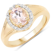 Bids.com 1.30 Carat Genuine Morganite and White Topaz .925 Sterling Silver Ring Rings White Smoke size 5.00,size 6.00,size 7.00,size 7.50,size 8.00,size 9.00