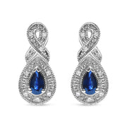 Bids.com .925 Sterling Silver 4.5 x 3mm Pear Sapphire Gemstone and Diamond Accent Infinity Drop Stud Earrings (H-I Color, SI1-SI2 Clarity) Earrings White Smoke White.Sterling Silver / 0.05