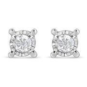 Bids.com .925 Sterling Silver 1.0 Cttw Round Brilliant-Cut Diamond Miracle-Set Solitaire Stud Earrings (H-I Color, I2-I3 Clarity) Earrings White Smoke White.Sterling Silver / 1.02