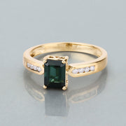 Bids.com 1.19 Carat Genuine Green Tourmaline and White Diamond 14K Yellow Gold Ring Rings Gray size 6.00,size 7.00,size 8.00,size 9.00