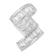 Bids.com 14K White Gold 1 2/5 cttw Princess and Baguette Cut Diamond Zig Zag Pendant Necklace (H-I, SI1-SI2) Necklaces White Smoke White.Gold / 18