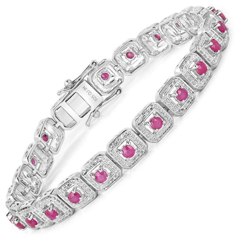 Bids.com 3.12 Carat Genuine Johnson Ruby .925 Sterling Silver Bracelet Bracelets White Smoke size 7.50
