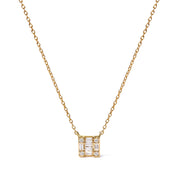 Bids.com 10K Yellow Gold 1/10 Cttw Round and Baguette Diamond Mosaic Composite Square 18" Inch Pendant Necklace (H-I Color, I1-I2 Clarity) Necklaces White Smoke Yellow.Gold / 18