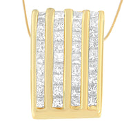 Bids.com 14K Yellow Gold 2 1/3 cttw Princess Cut Diamond Block Pendant Necklace (H-I, SI1-SI2) Necklaces White Smoke Yellow.Gold / 18