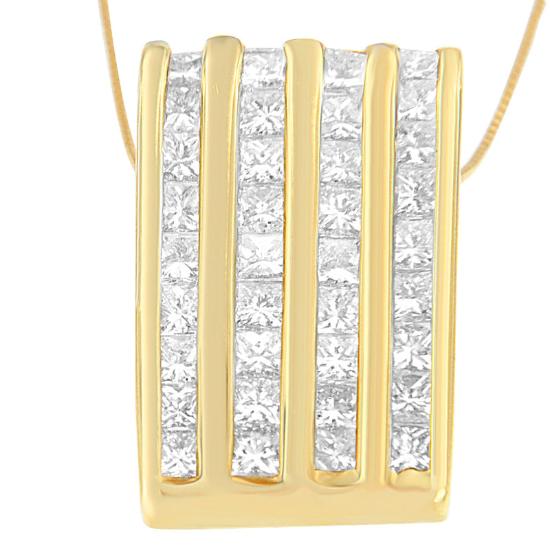 Bids.com 14K Yellow Gold 2 1/3 cttw Princess Cut Diamond Block Pendant Necklace (H-I, SI1-SI2) Necklaces White Smoke Yellow.Gold / 18