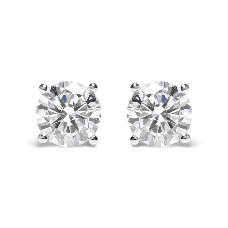 Bids.com IGI Certified 14K White Gold 5.00 Cttw Round Brilliant-Cut Lab Grown Diamond Classic 4-Prong Stud Earrings with Screw Backs (F-G Color, SI1 Clarity) Earrings White Smoke White.Gold / 5