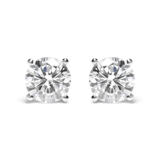 Bids.com IGI Certified 14K White Gold 5.00 Cttw Round Brilliant-Cut Lab Grown Diamond Classic 4-Prong Stud Earrings with Screw Backs (F-G Color, SI1 Clarity) Earrings White Smoke White.Gold / 5