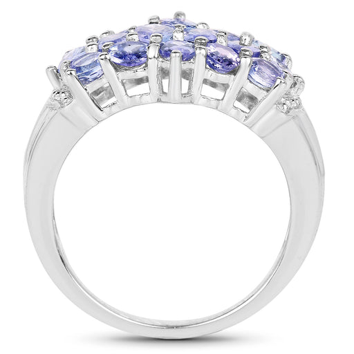 Bids.com 3.08 Carat Genuine Tanzanite .925 Sterling Silver Ring Rings White Smoke size 7.00,size 9.00,size 6.00,size 8.00,size 5.00