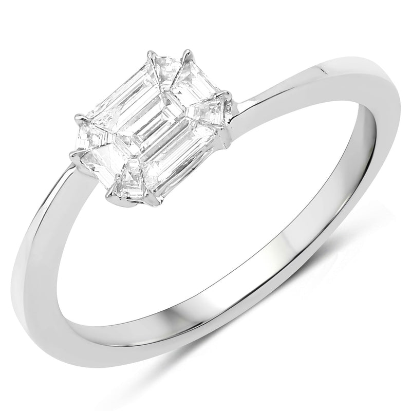 Bids.com 0.33 Carat Genuine White Diamond 18K White Gold Ring (F-G Color, VVS-VS Clarity) Rings White Smoke size 7.00