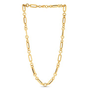 Bids.com 14k Yellow Gold Italian Alternating Paperclip Round Links Chain Necklace Necklaces White Smoke 18 / Yellow Gold