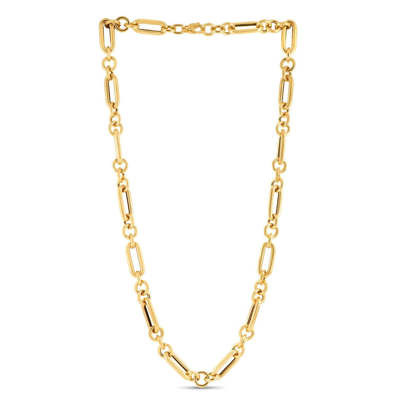 Bids.com 14k Yellow Gold Italian Alternating Paperclip Round Links Chain Necklace Necklaces White Smoke 18 / Yellow Gold