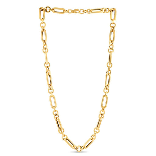 Bids.com 14k Yellow Gold Italian Alternating Paperclip Round Links Chain Necklace Necklaces White Smoke 18 / Yellow Gold