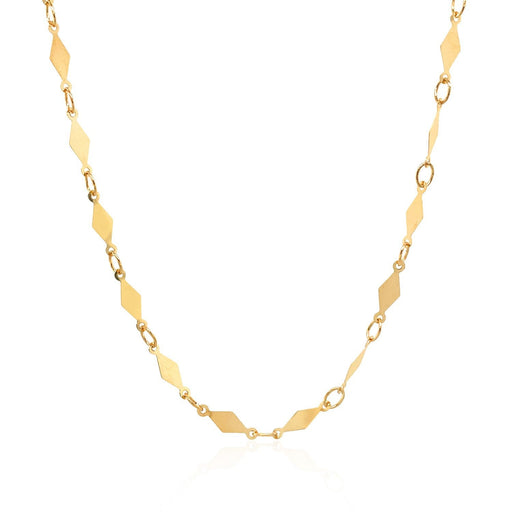 Bids.com 14K Yellow Gold Polished Diamond Motif Chain (3.0mm) Necklaces White Smoke 16.25 / Yellow Gold,18 / Yellow Gold,30 / Yellow Gold
