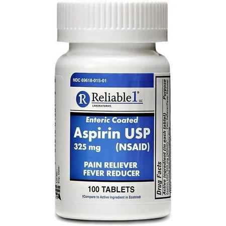 reliable 1 ASPIRIN 325MG ENTERIC COATED TABLET 100CT BY RELIABLE Health Care Light Gray